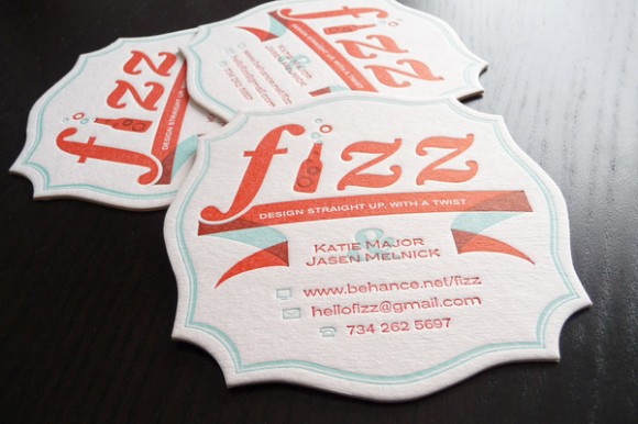 Fizz Business Coasters letterpress card design 01